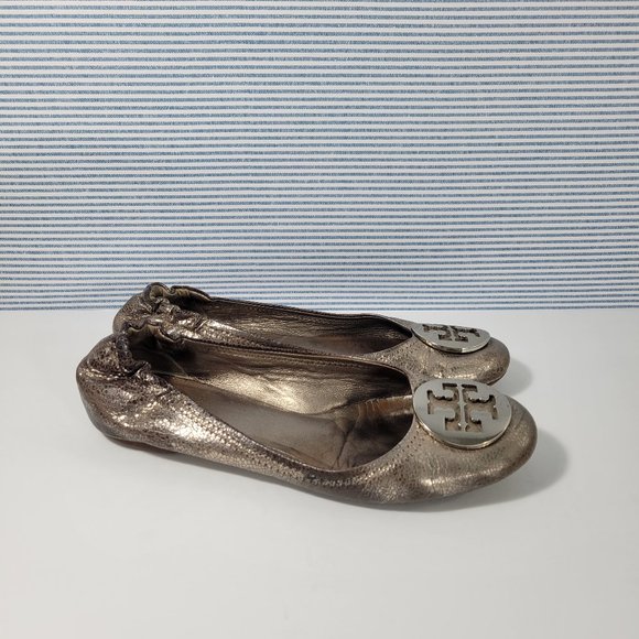 Tory Burch Reva Ballet Flat Silver Patent Leather NO SIZE TAG - Picture 1 of 12